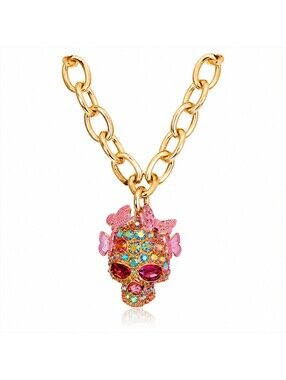 Betsey Johnson Pink Skull Necklace